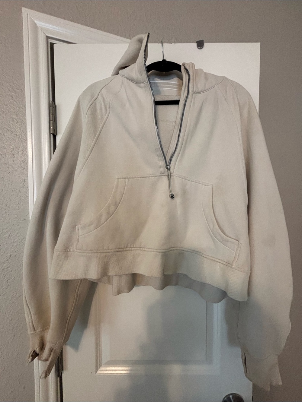 lululemon athletica Cropped Half-Zip Hoodie in Light Taupe